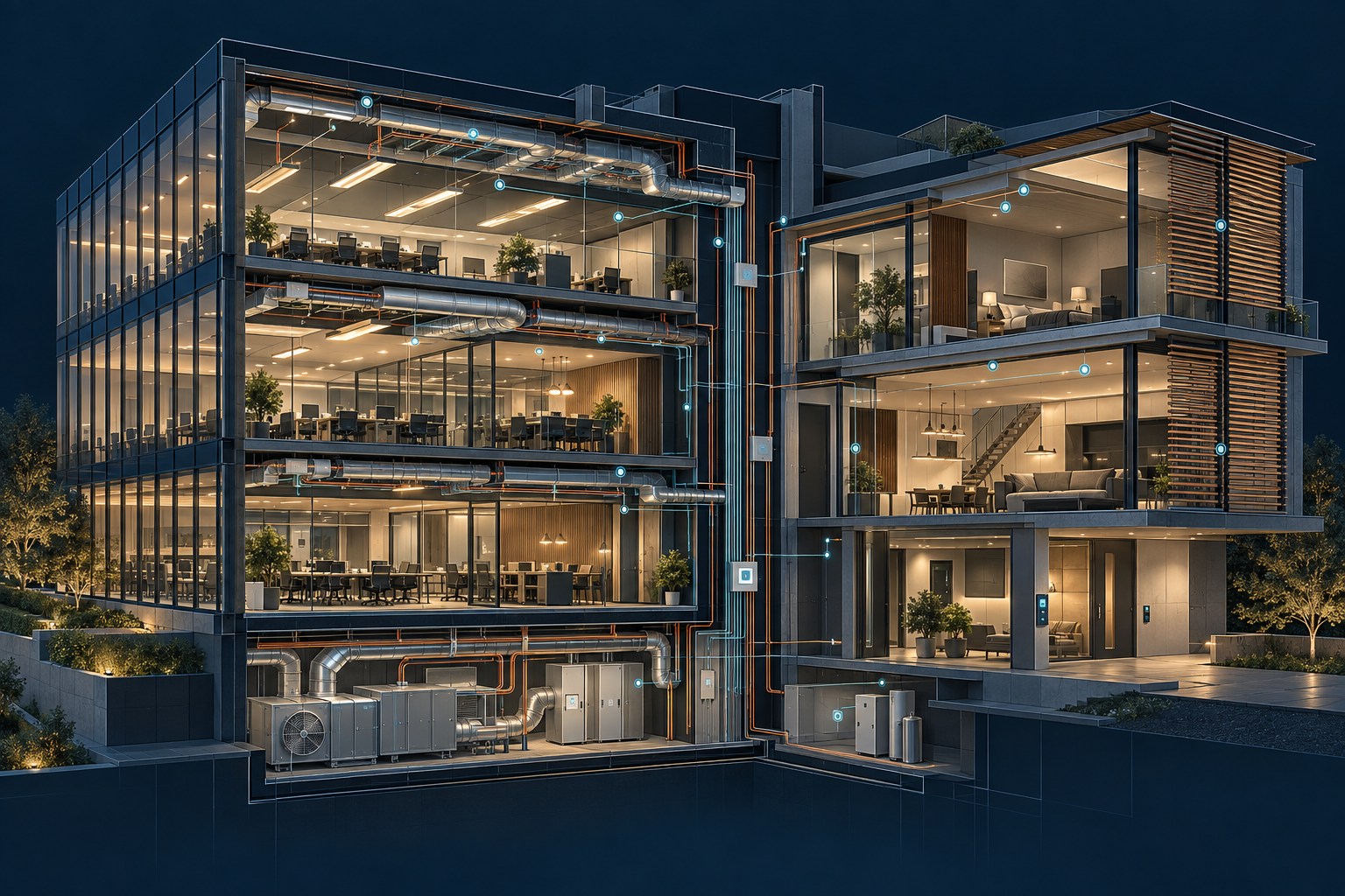 AI generated cutaway of integrated building systems